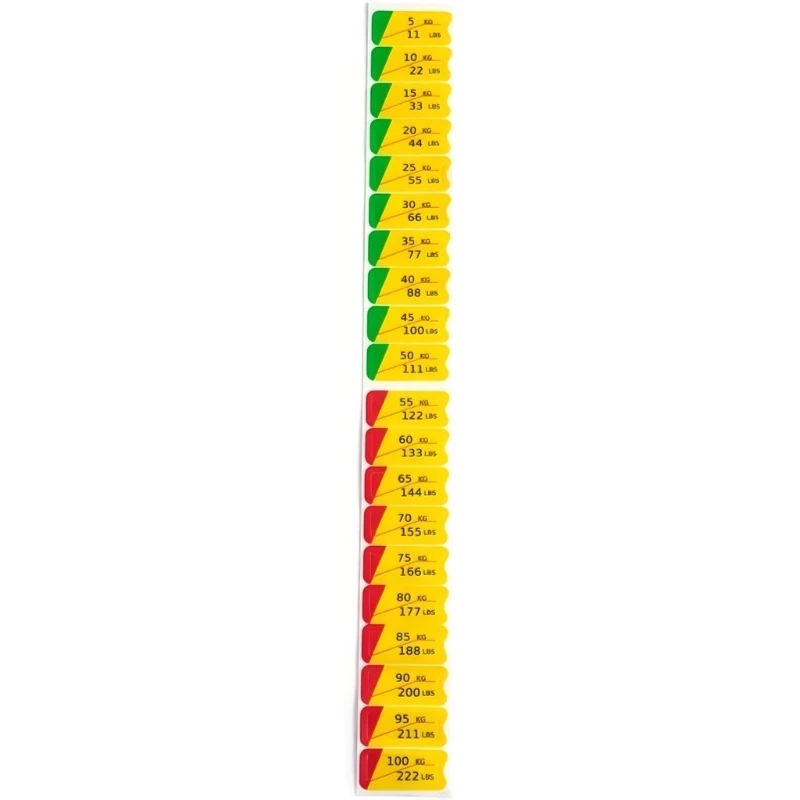 U75B Accurate Weight Identification Sticker PVC Materials Waterproof and Easy to Apply for Gym Weights Reliable Long Term Use