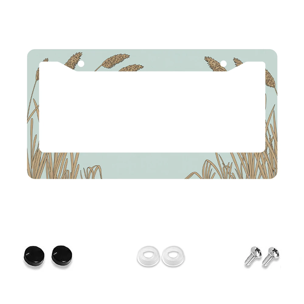 1 قطعة إطار لوحة ترخيص بفتحتين بنمط القمح باللونين الأزرق الفاتح والبني، مادة الألومنيوم، 6 × 12 بوصة، مع طقم براغي، عتيق