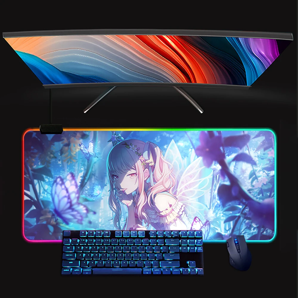 Project Sekai RGB Pc Gamer Keyboard Mouse Pad Mousepad LED Glowing Mouse Mats Rubber Gaming Computer Mausepad