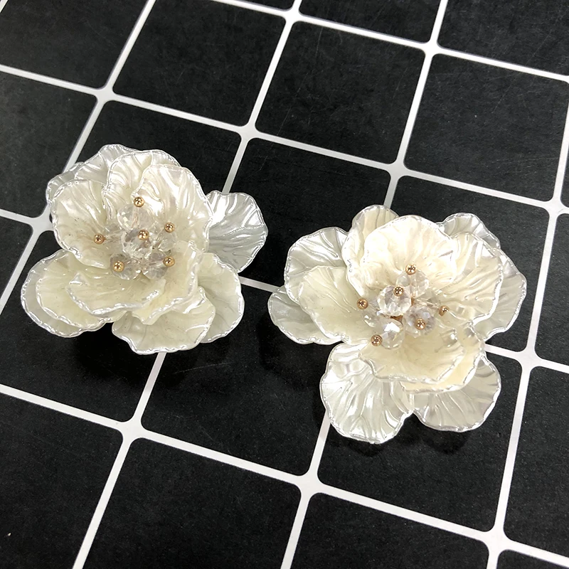 6pcs Handmade 3D Crystal Wrist Flower Base Accessory DIY Multilayer Flowers Sewing Bridesmaid Wedding Jewelry Accessories