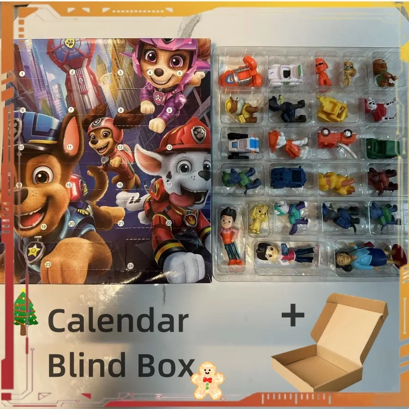 Calendario del equipo de la patrulla de perros de Anime, caja ciega con 24 agujeros, figura de dibujos animados Marshall Chase Rocky Skye, juguetes, muñeca, juguete para regalo de Adviento de Navidad