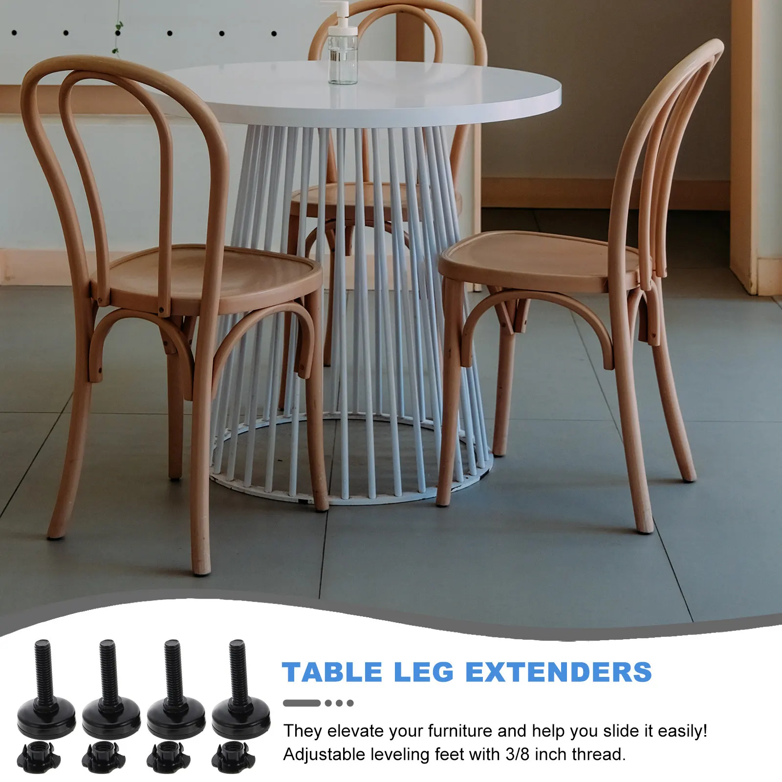 

8 шт. регулируемых опор для мебели из углеродистой стали, удлинители ножек для столов, для твердых полов, плитки, ковровых покрытий, с войлочными накладками