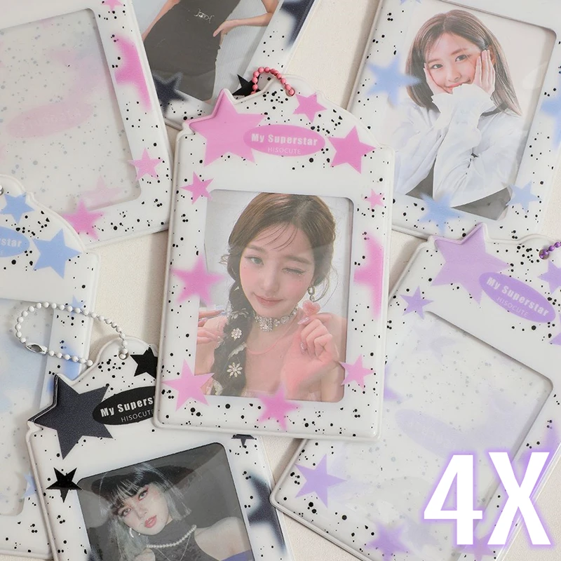 Bonito kpop idol 3 polegada foto cartão titular toploaders com chaveiro anti-risco à prova dwaterproof água photocard armazenamento protetor seelve saco