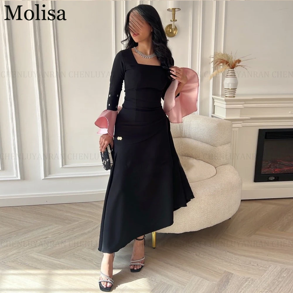 

MOLISA Asymmetrical Party Evening Gowns 2024 A-Line V-Neck Prom Dress Flare Sleeves Beads Formal Occasion Dresses فساتين الحفلات