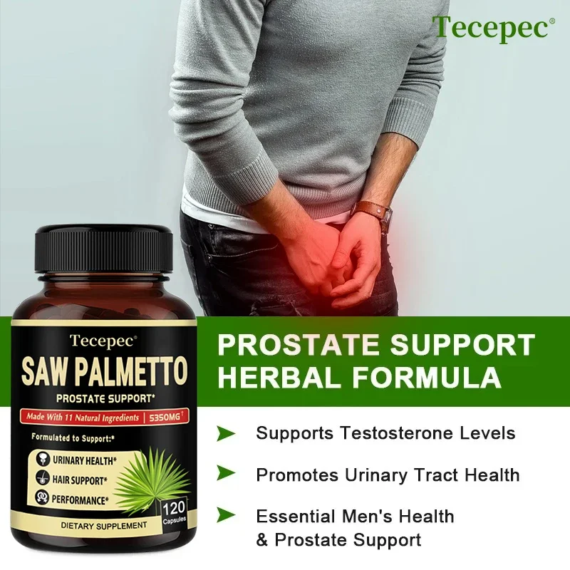 Saw Palmetto Capsules - Men's Prostate Health, Reduce Urinary Frequency, Promote Hair Growth