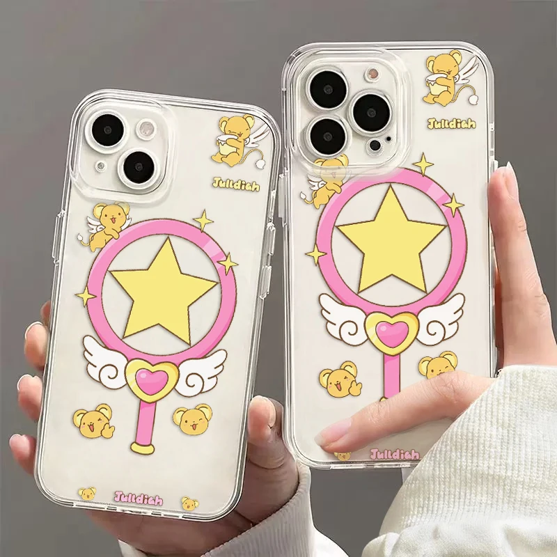 Kawaii Cardcaptor Sakura Bracket Phone Case For OPPO Reno 12F 12 7 11 11F 10 2F 4 8 8T 8Z 7Z 7 6Z 6 5 Pro Plus 4G 5G Clear Cover