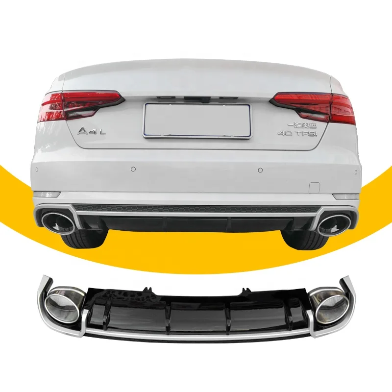 

New Auto Parts RS4 B9 Rear Diffuser For Audi A4/S4/A4L B9 2017-2019 High Quality Black+Chrome Honeycomb Normal Style
