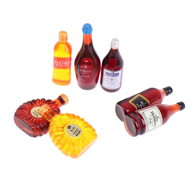 9 Teile/satz Zufällige Puppenhaus Miniatur Welt Berühmte Wein Spielzeug XO Whisky Mini Lebensmittel Spielen Puppenhaus Zubehör