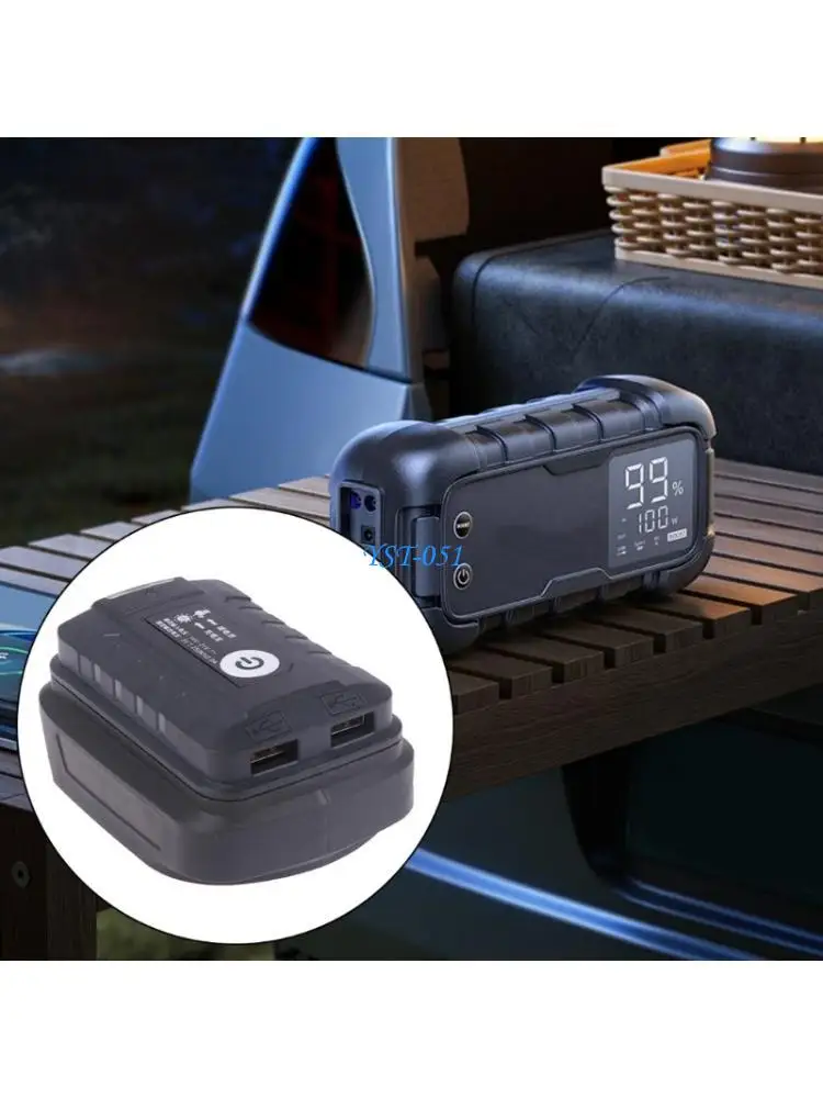 

E15A 18V Battery Converters Double USB Port Built In LED Light For Outdoor Charging
