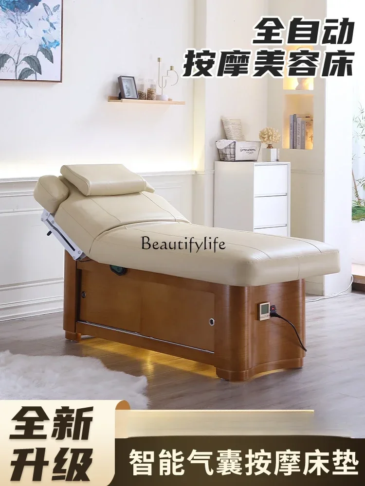 Electric Beauty Bed Full Body Airbag Massage Face Washing Eyelash Ear Cleaning Care Spa Latex Bed