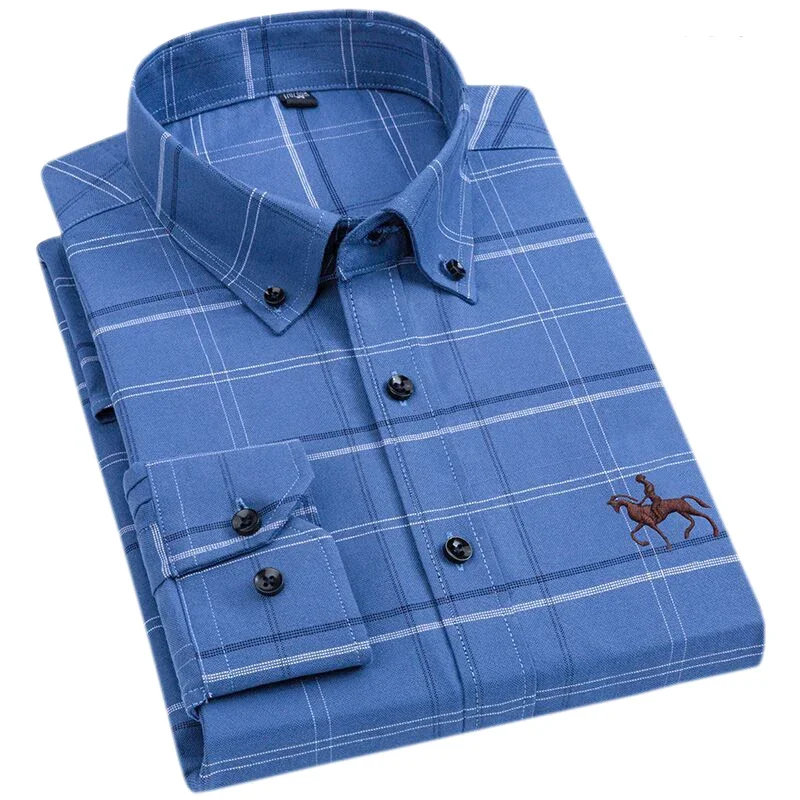 Cotton Oxford Long Sleeve Shirts for Men 100%  Mens Clothing Autumn Winter Top Blouse Business Casual Shirts Korean Fashion
