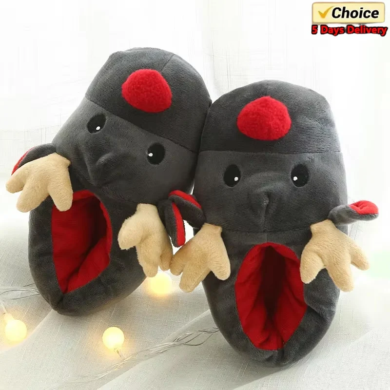 Womens Slippers Deer Christmas Shoes Cotton Plush Cute Slippers Winter Cotton Indoor House Flat Floor Soft Warm Plush Slippers