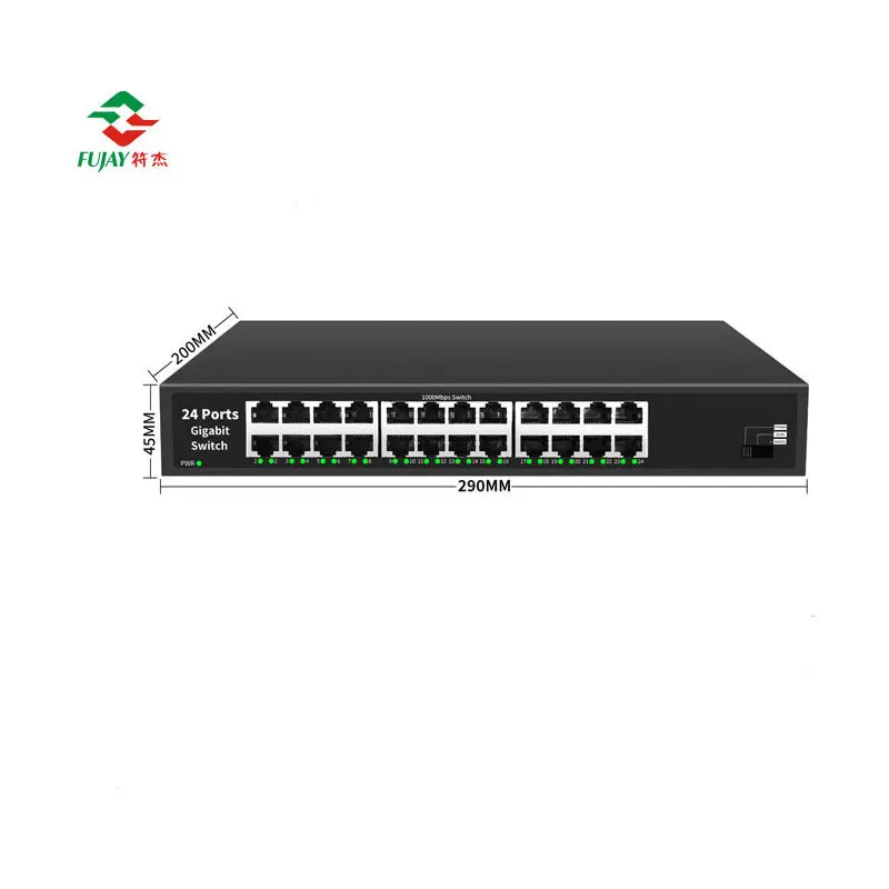 fu jie Iron box general switch 24 10 100m Rj45 Ports Rackmount Unmanaged Network Ethernet Gigabit Industrial Switch