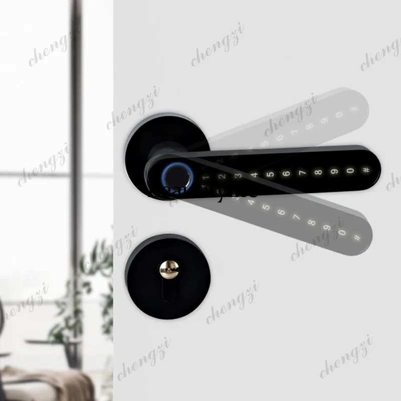Household smart door lock one-click  opening fingerprint wooden  password lock office door lock multi-mode