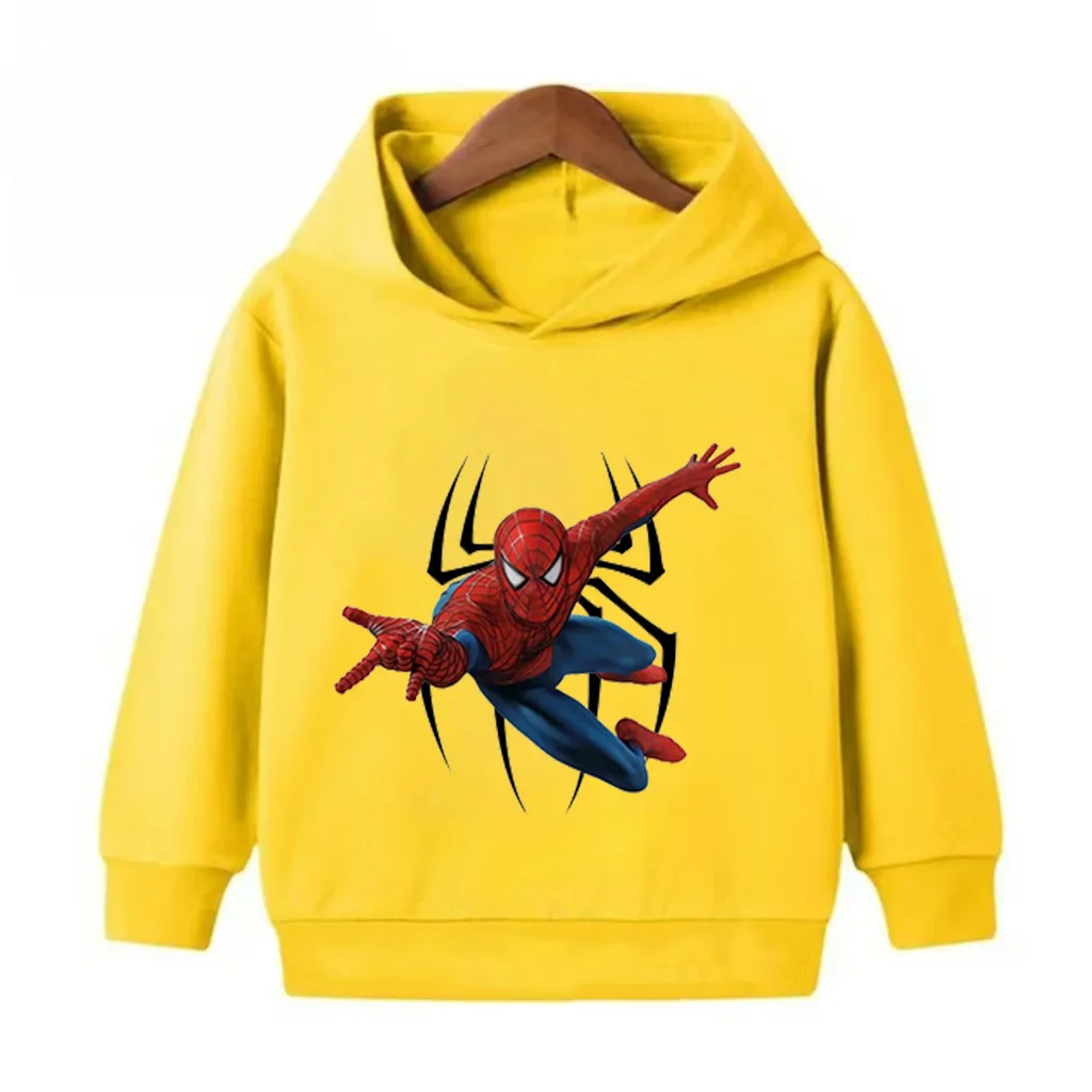 Superhero Printed Spider Man Children's Hoodie Loose Lightweight Slim Fit Tops for Boys Outdoor Leisure Sports Street Wear