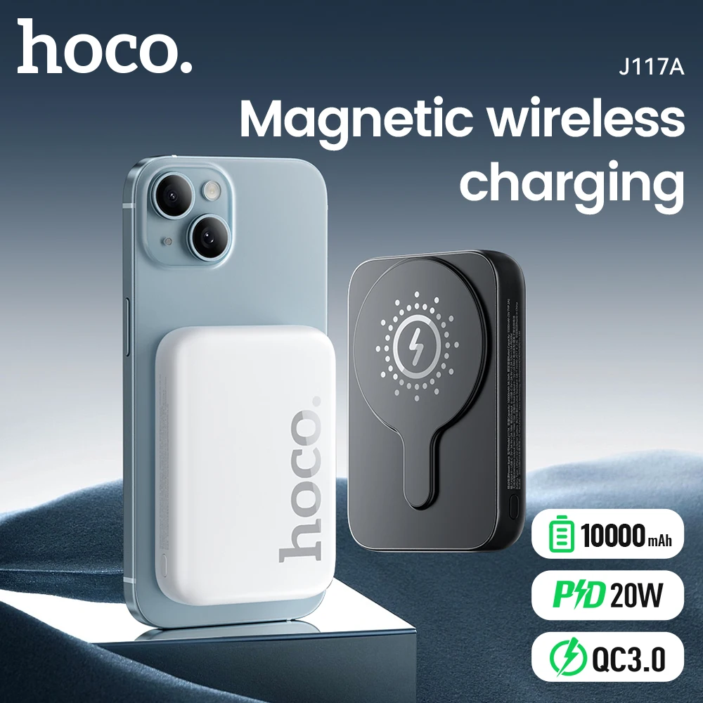 

HOCO J117A 10000mAh Magnetic Wireless Charging Powerbank For iPhone 16/15/14 PD20W Fast Charging Battery For Samsung S23/S24/S22