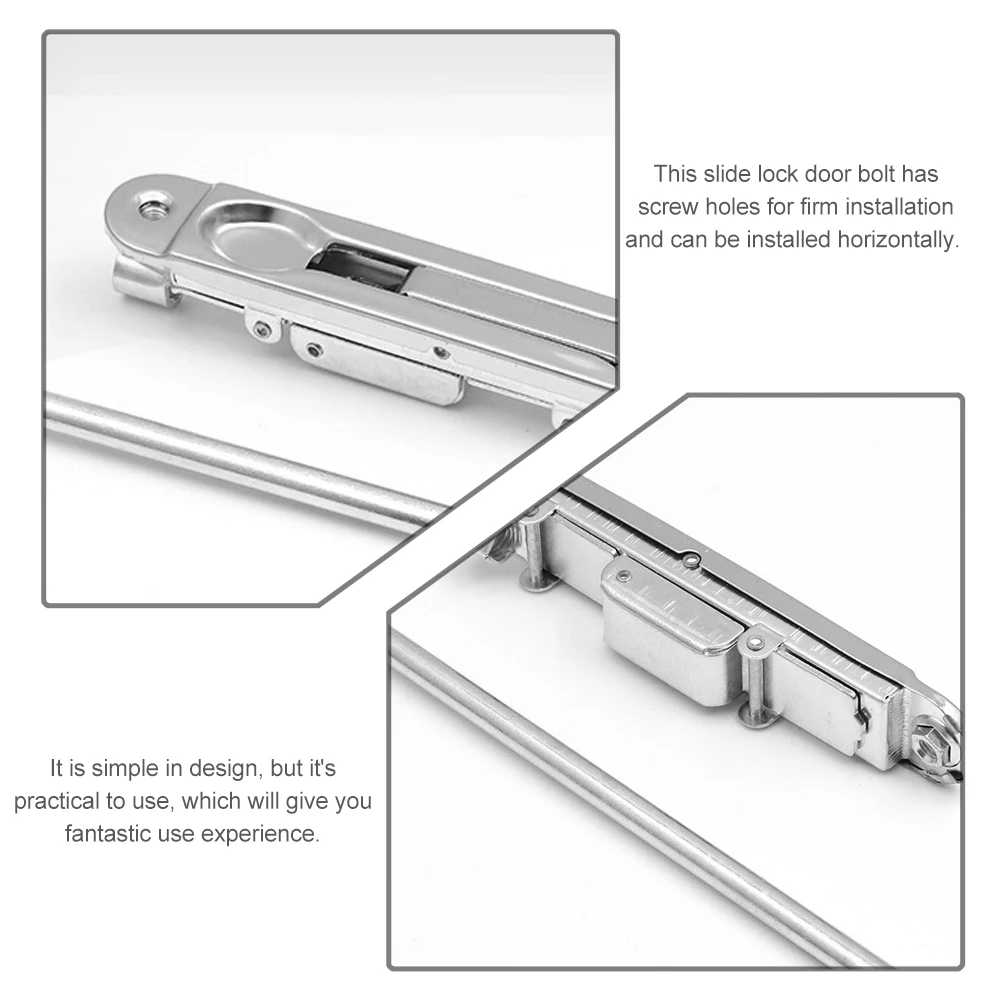 

1Set Fireproof Door Latch Sliding Lock Bolt Thickened Stainless Steel Door Bolt Lock for Security Heavy Duty Interior Gate