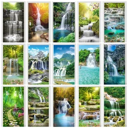 Waterfall Scenery Mural Door Wrap Cover Decals Self Adhesive Natural Landscape Full Door Art Sticker Poster Decorative Wallpaper