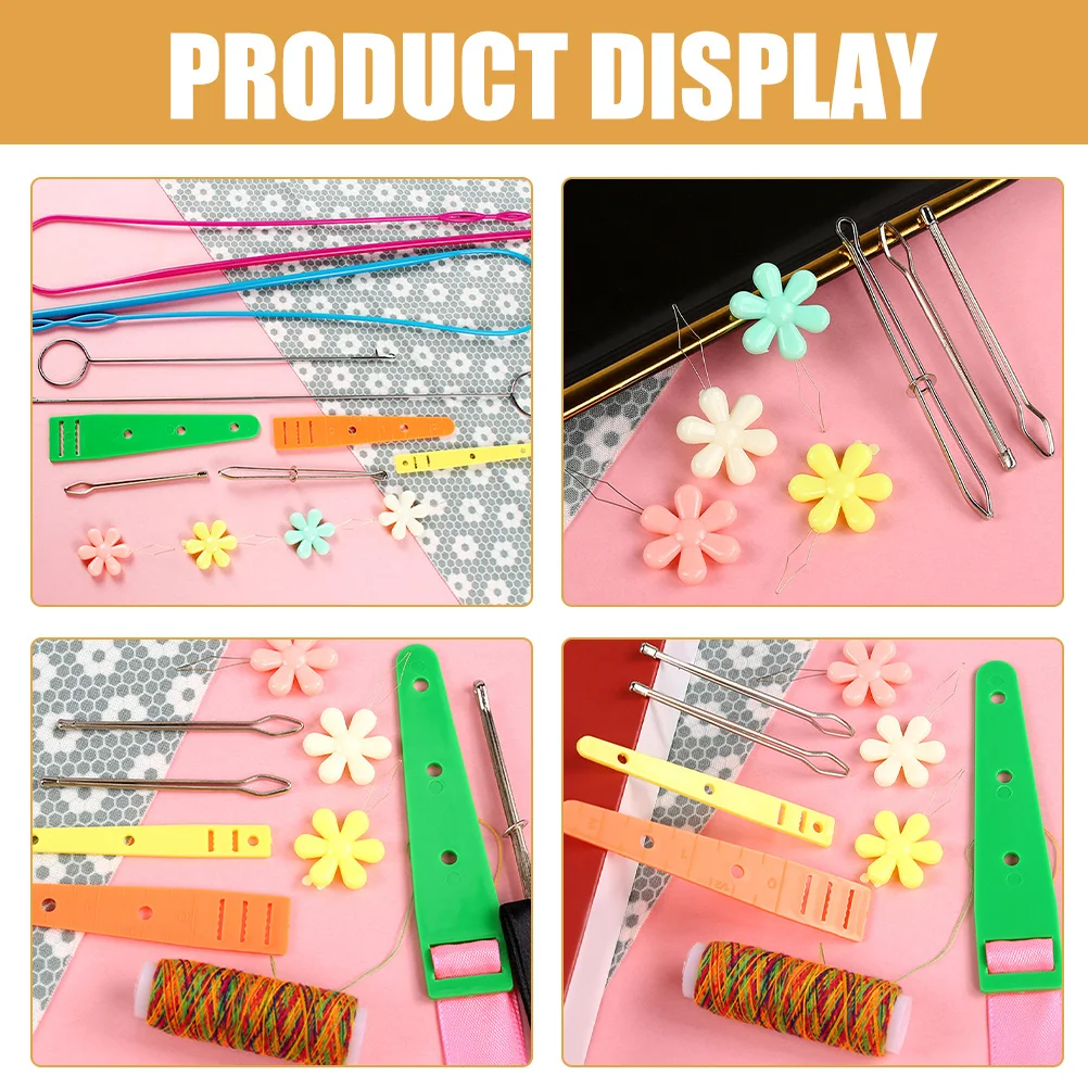 

1Set Drawstring Threading Tool Flexible Rope Threader Durable ABS Stainless Steel Sewing Helper for Hoodies Sweatpants Crafts