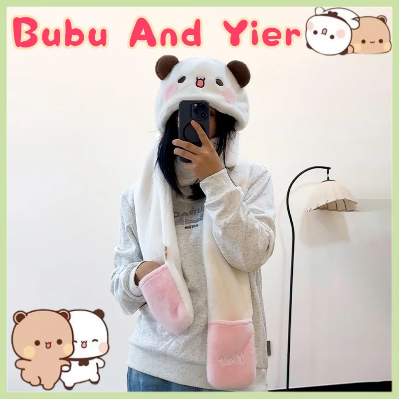 

Original Panda Bubu And Yier Hat And Scarf Two-In-One Cute Cartoon Panda Bubu & Dudu Warm Ear Protection Hat Couple Gift