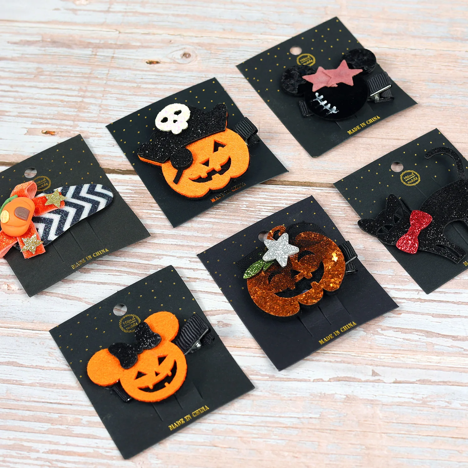 36pc/lot Halloween Party Hair Bows Clips For Baby Girl Ghost Hairpins Glitter Pumpkin Barrettes Child Kids Hair Accessories Bulk