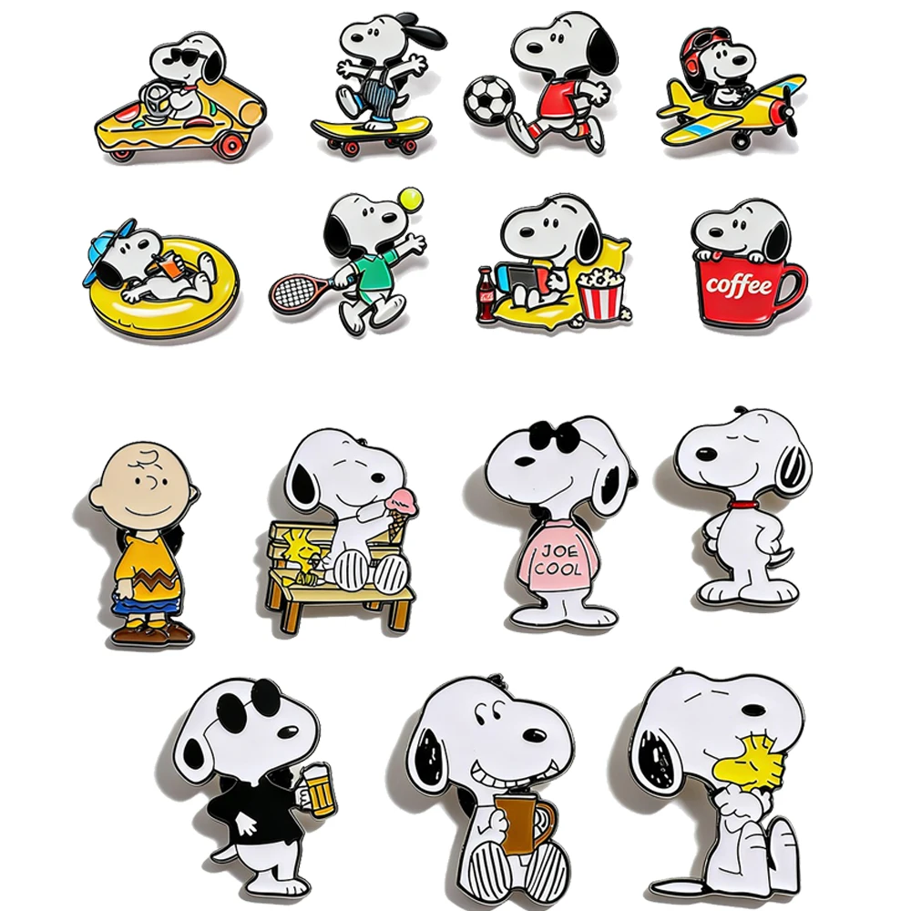 Pins Esmaltados de Snoopy, el Perro de Anime, Broches Coleccionables, Joyería Divertida de Animales, Regalos para Niños y Amigos