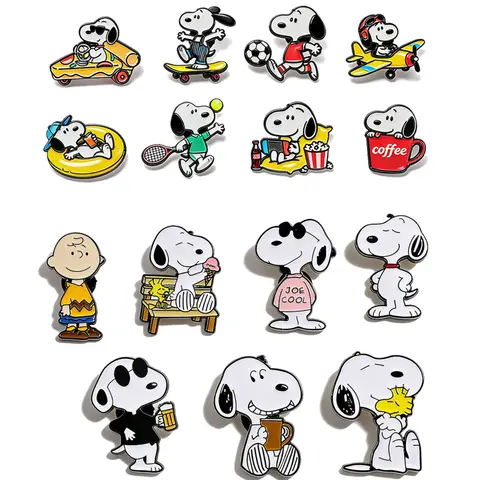 Snoopy Cute Anime Dog Cartoon Enamel Pins - Collectible Lapel Brooches Funny Animal Jewelry Gifts for Kids And Friends