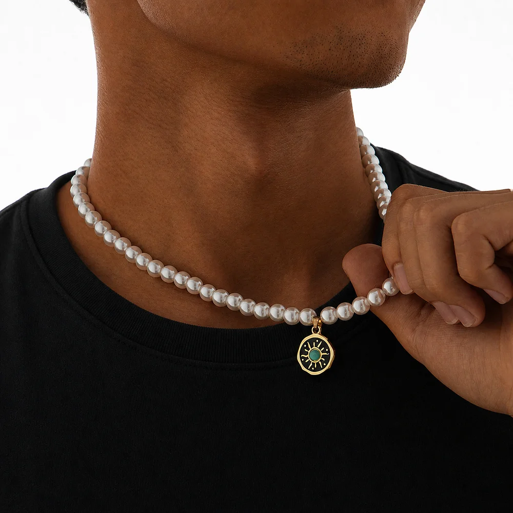 Retro Herren-Halskette aus Kokosnussmuscheln, Hip-Hop-Strandstil, mehrschichtige Halskette, böhmischer Schmuck, trendige Accessoires – Detail 5