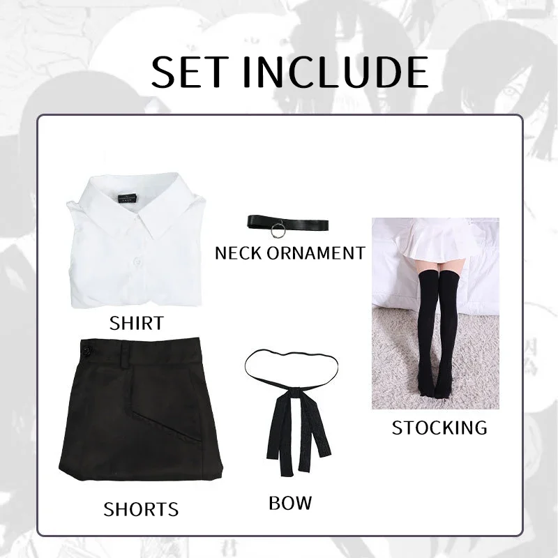 Reze Cosplay Costume motosega uomo abiti blu vestito camicia cravatta collo corto anello donna Anime uniforme Halloween