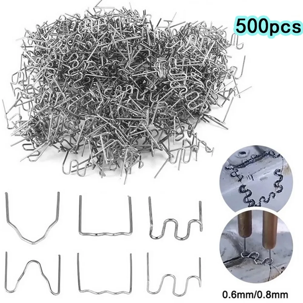500PCS 0.6/0.8mm Hot Plastic Welder Hot Stapler Standard Pre-cut Corrugated Staples For Car Bumper Plastic Welder Repair Kit