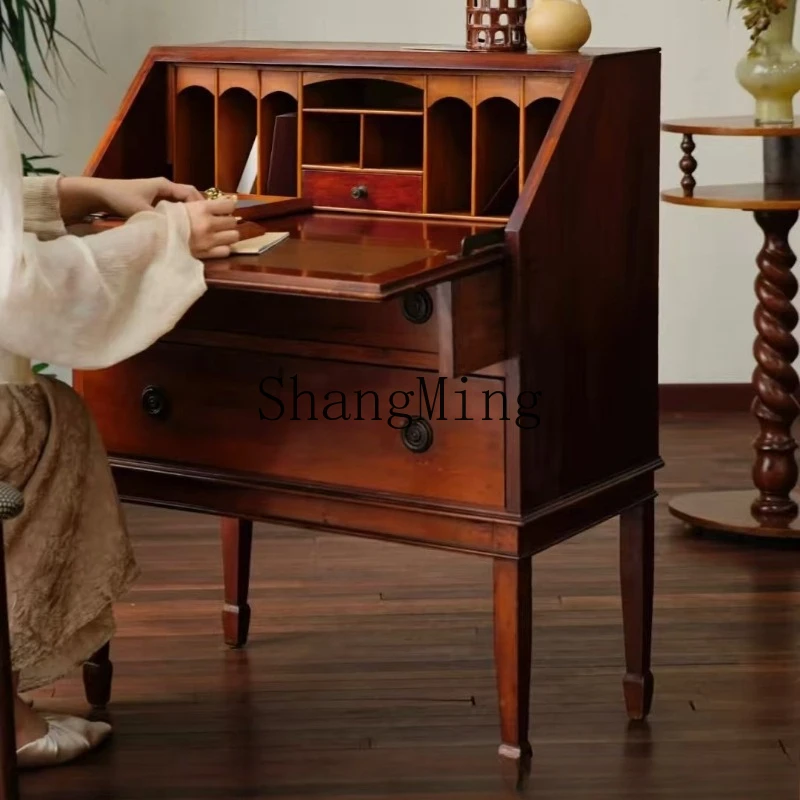 

FG medieval solid wood flip dressing table household bedroom bedside storage shooting display locker