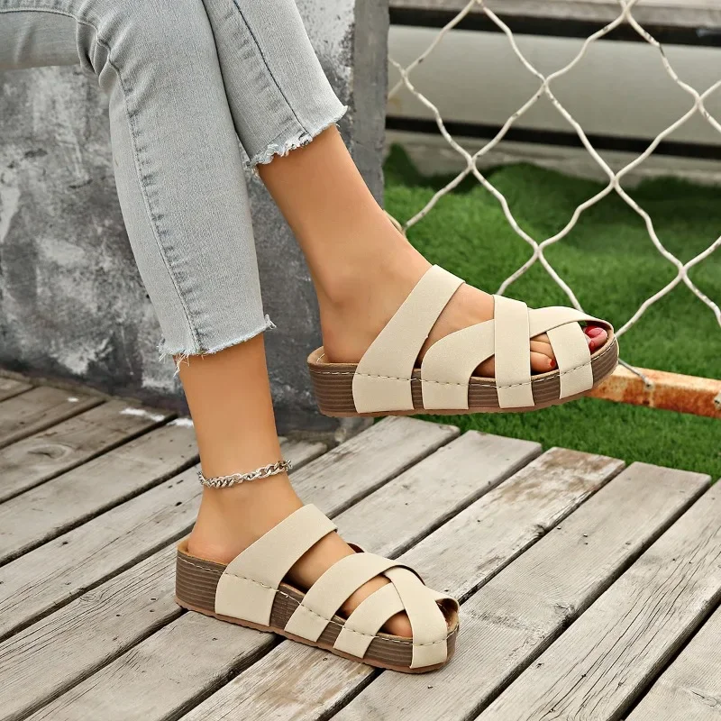 

Women's Shoes 2025 New Baotou Women's Slippers Fashion Plus Size Casual Slippers Women Summer Solid Platform Slippers Zapatos