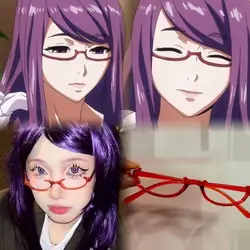 새로운 애니메이션 캐릭터 Kamishiro Rize 코스프레 빨간 안경 Akemi Homura 역할 놀이 렌즈 안경 선물없이 하프 프레임 안경
