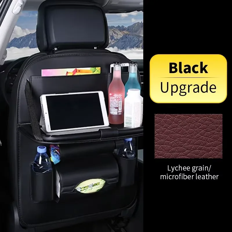 Auto-Rücksitz-Organizer, Aufbewahrungstasche mit faltbarem Tischtablett, Tablet-Halter, Taschentuchbox – Detail 8