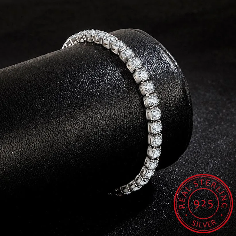 100% S925 Sterling Silver Created Crystal Gemstone Bangle Charm Wedding Bracelet Fine Jewelry Wholesale Drop Shipping