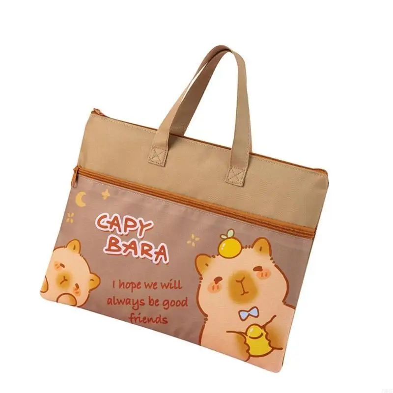 

J6BC Cartoon File Folder Handheld File Bag Document Organizers Zippered File Pouches Handheld Book Bag for File Book Document