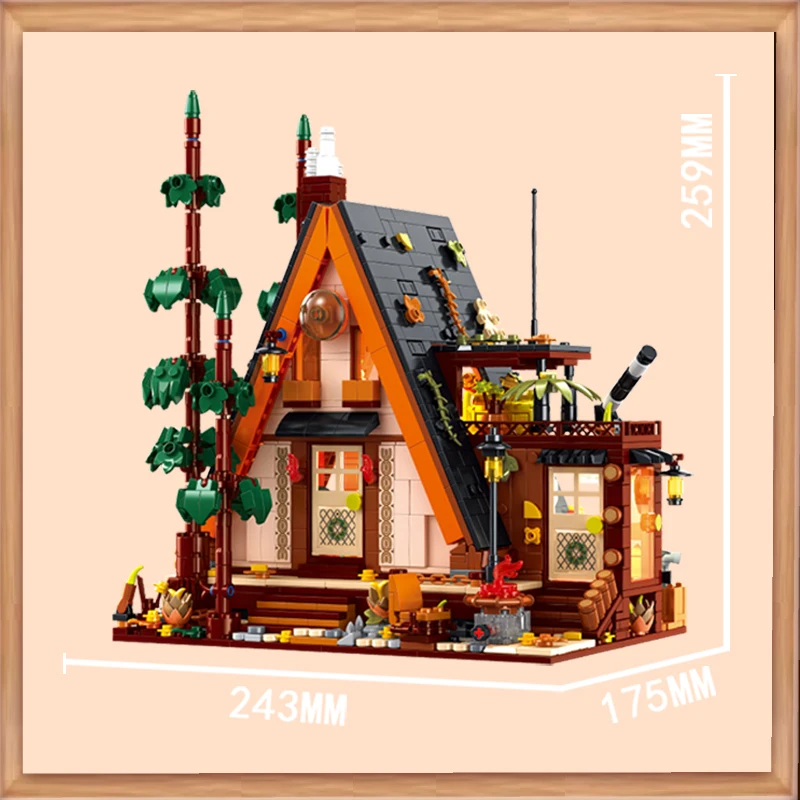 2070 個の森の三角形シャレービルディングブロック木造住宅 A フレームキャビングモジュラー建設レンガのおもちゃ大人の子供のためのギフト