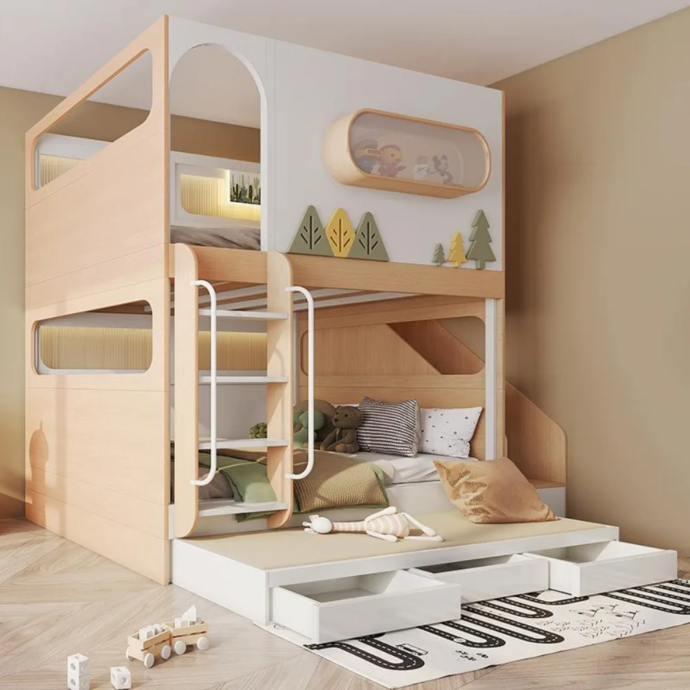 宇宙カプセル型ツリーハウス二段ベッド。スライドとボールプール - Bunk Bed With Stairs And Slide のレビューと価格