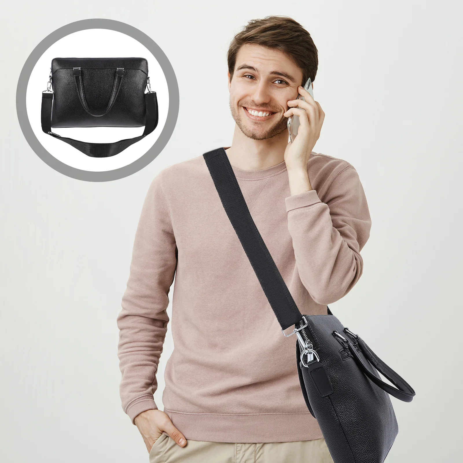 Pu Briefcase For Men Durable Waterproof Computer For Computer Business Shoulder Bag Bag Work Travel Office Organizer