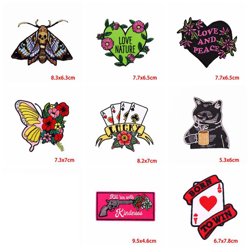 10PCS Wholesale Punk Embroidered Patch Iron On Patches For Clothing thermoadhesive Patches On Clothes Jacket Sewing Stickers DIY