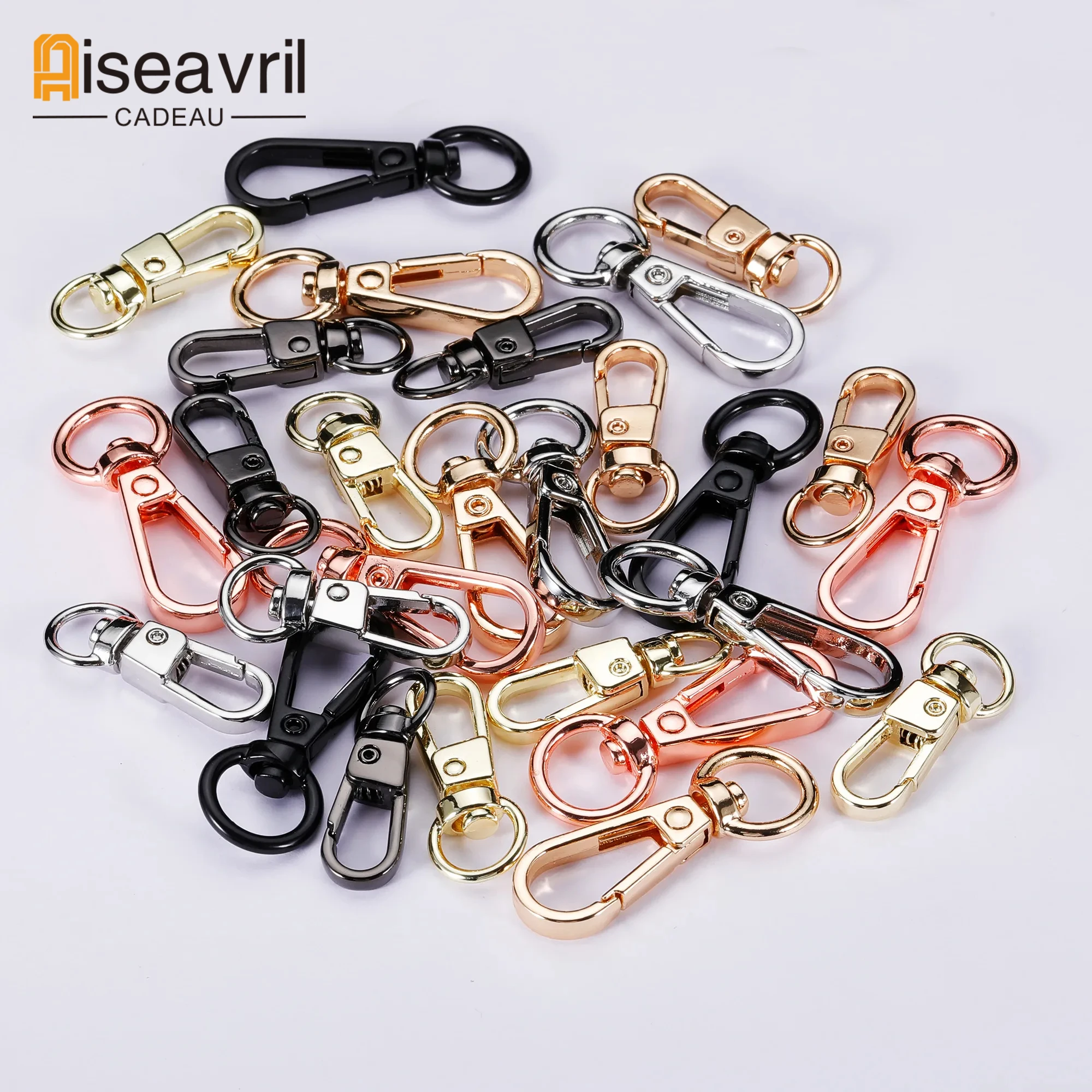 100pcs Metal Swivel O-ring Eye Snap Hook Trigger Clasps Clips for Leather Craft Bag Strap Belt Webbing Keychain S Size Wholesale