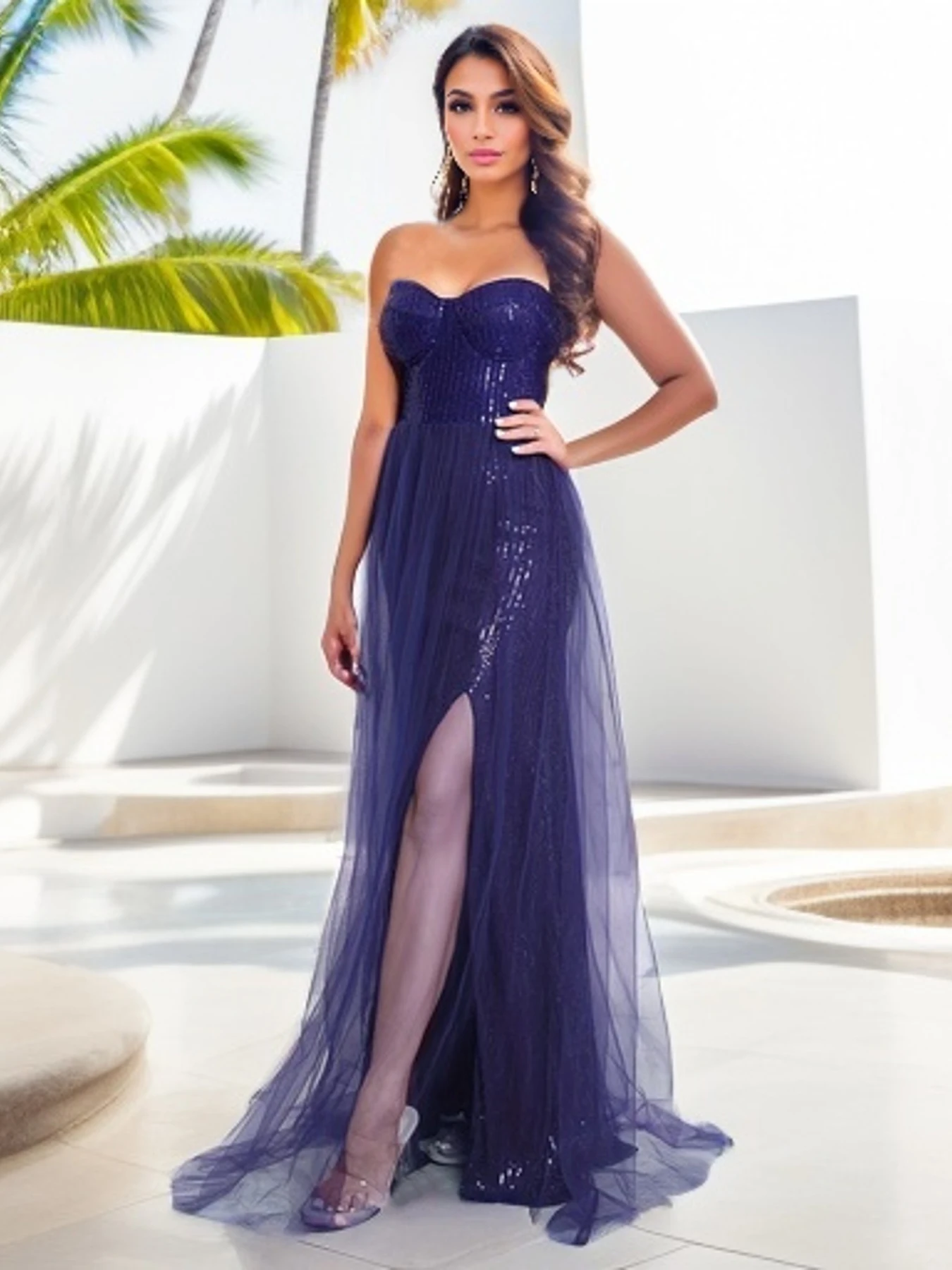 

Romagic сексуальное платье принцессы без бретелек без рукавов для дня рождения, расшитое блестками и открытой спиной, сетчатое коктейльное бальное платье для выпускного вечера, платья 2025