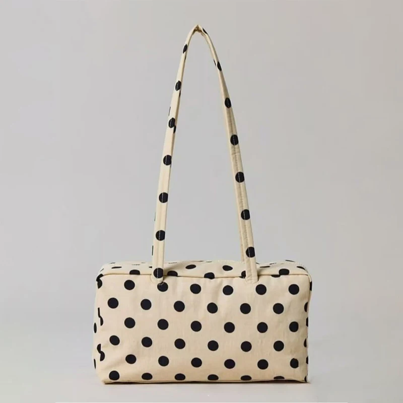 Eco-friendly Nylon Polka Dot Shoulder Bag Designer Striped Color-blocked Handbag Stylish Lightweight Zippered Underarm Bag