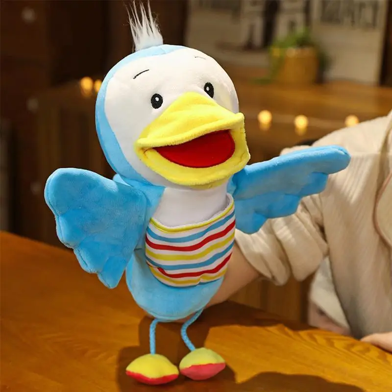 Marionnette à main en peluche de canard de dessin animé doux, jouet coule avec bouche mobile, animal en peluche, poupées de jeu de simulation pour enfants et adultes