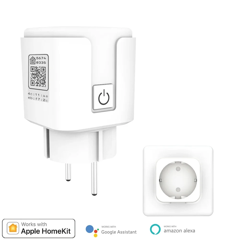 

Aubess-16A Smart Socket with Alexa, WiFi Plug, Compatible App Controlled Socket for HomeKit, 1PC