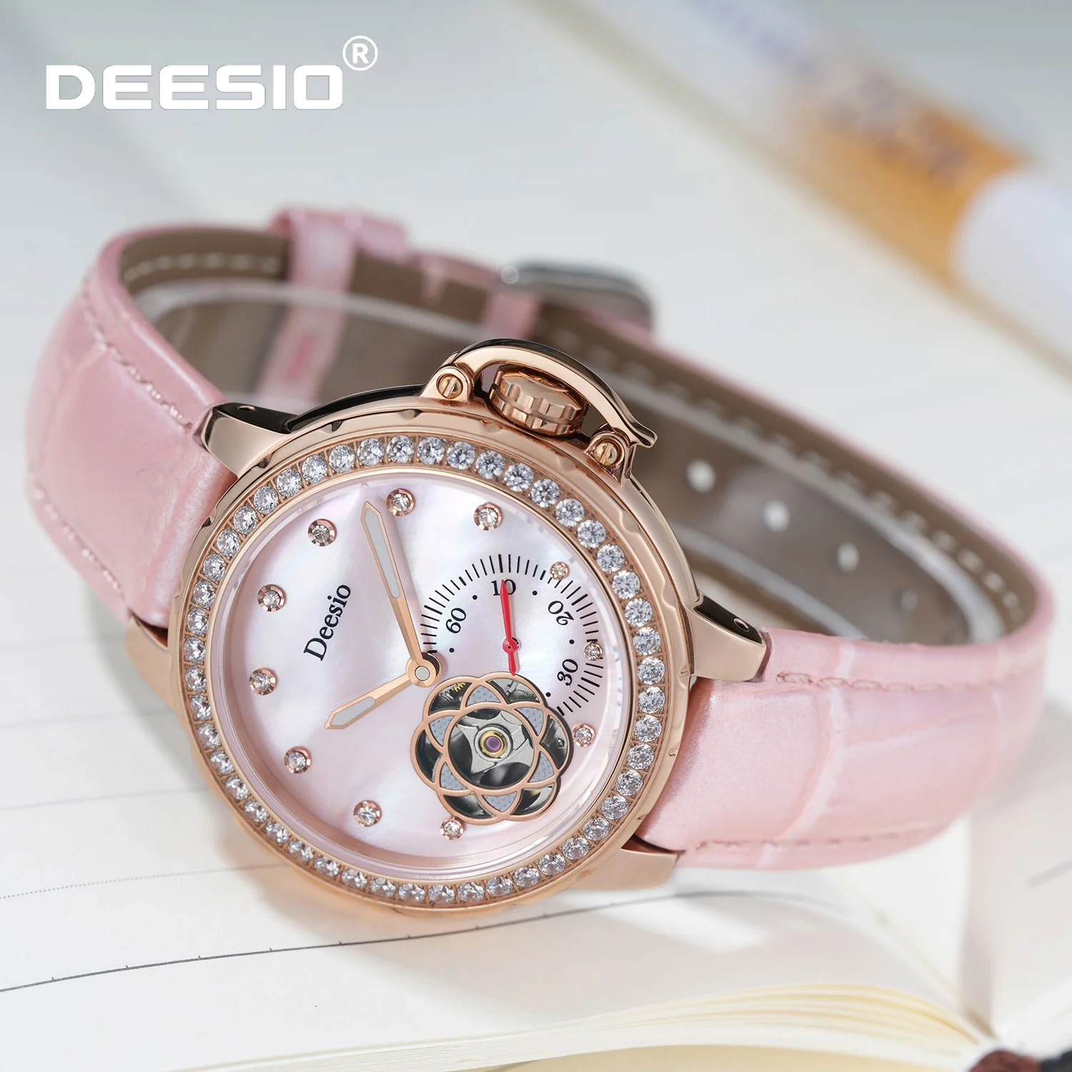 Deesio Women's Japanese Mechanical Movement Watch, Embroidered Steel Watch, Waterproof Watch, Gorgeous Fashion Accessories Gifts