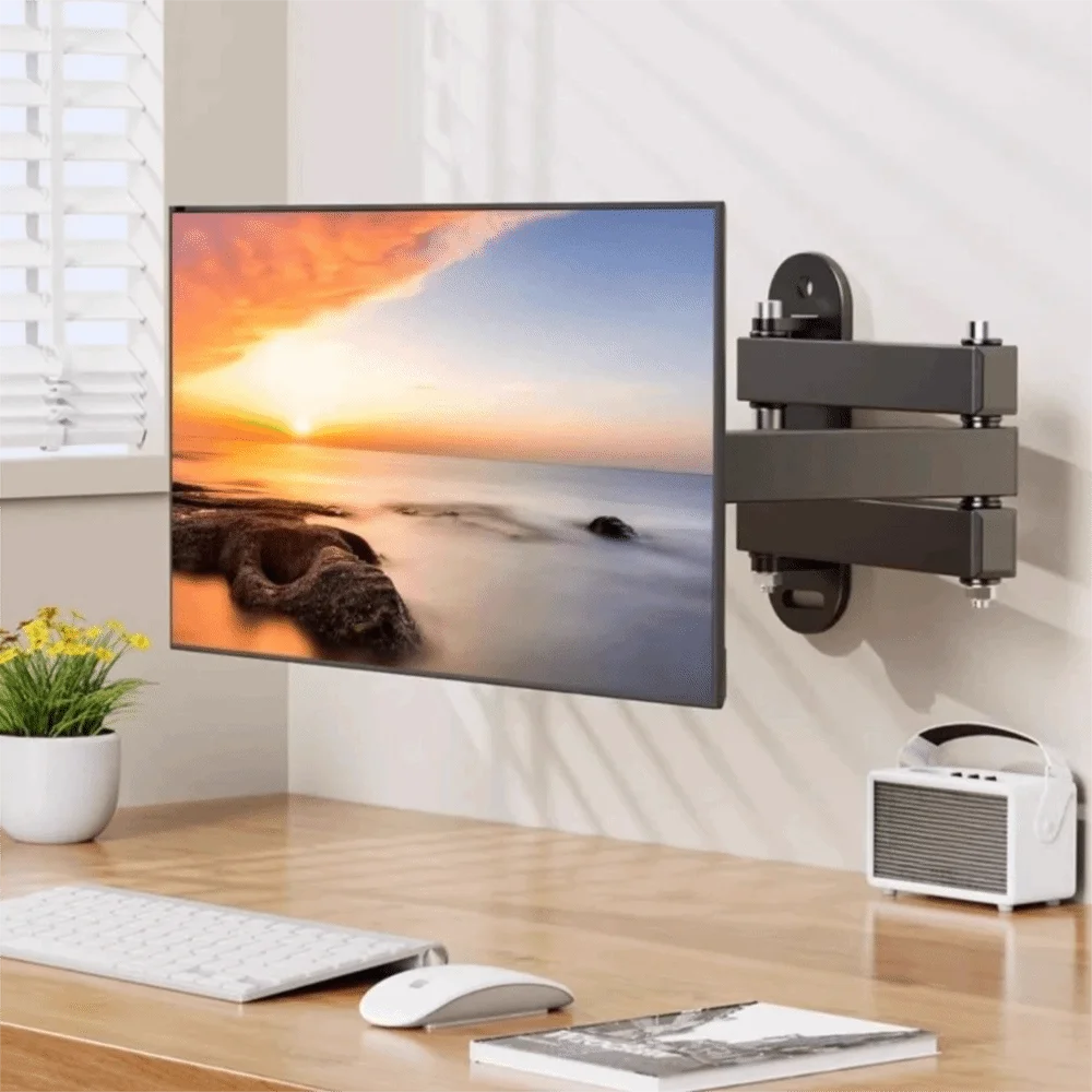 360 Degree Rotation TV Wall Mount Bracket Swivel Function Adjustable Rotating Arm Articulating TV Wall Mount Metal Construction