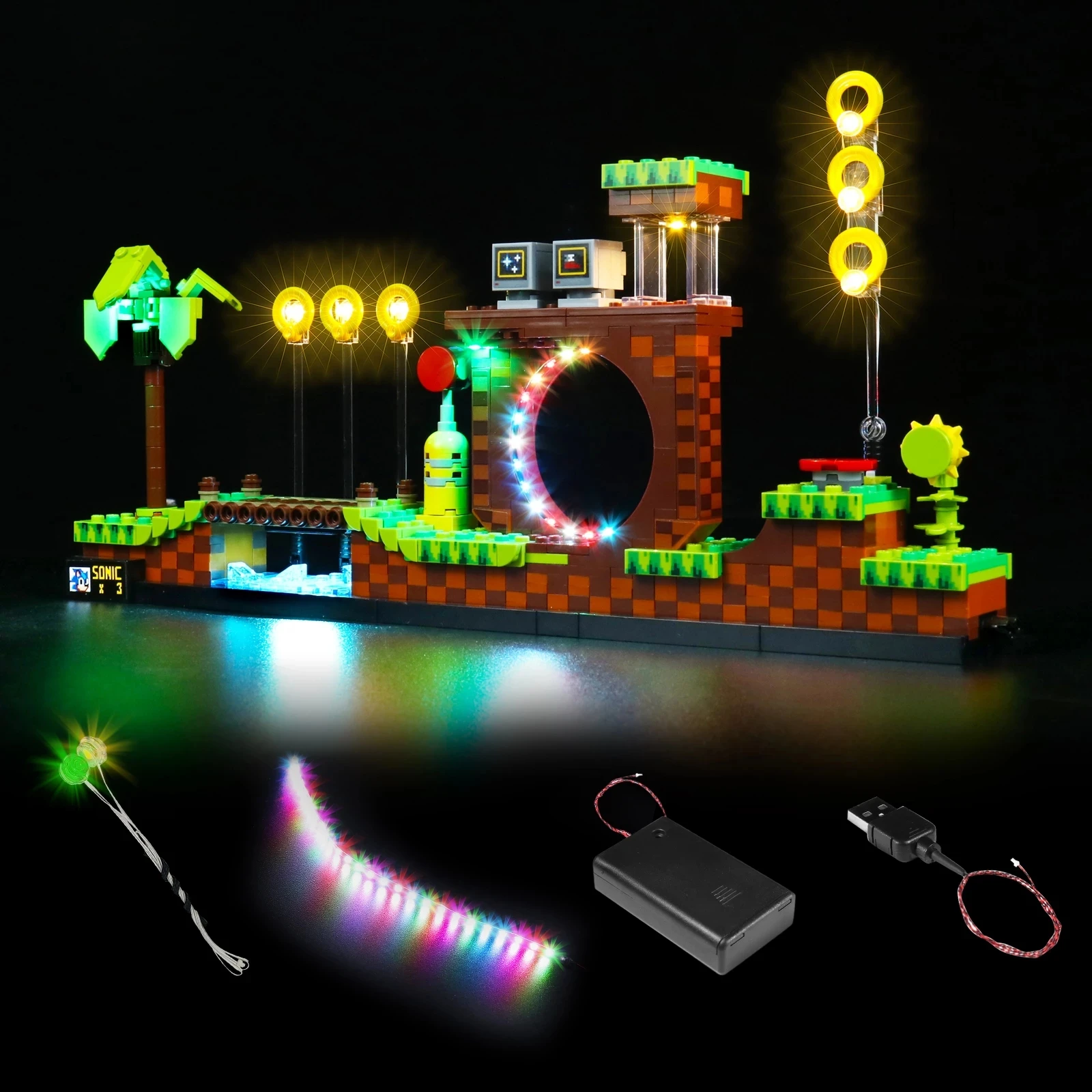 LED Light Set For Ideas 21331 Sonic the Hedgehogs Game Green Hill Building Blocks (NOT Include The Model Bricks)