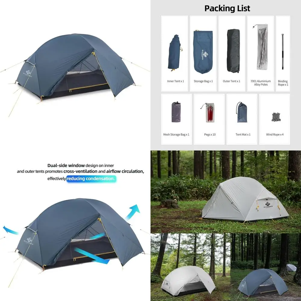 

Ultralight 2-Person Freestanding Backpacking Tent - Waterproof, Dual Vestibules, No-See-Um Mesh, Quick Setup for Hiking and Camp