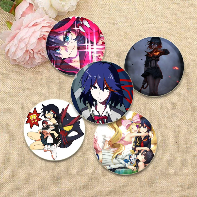 Anime Kill La Kill Button Pins Matoi Ryuuko Cartoon Badge Round DIY Creative Brooches for Backpack Jewelry Accessories Gifts